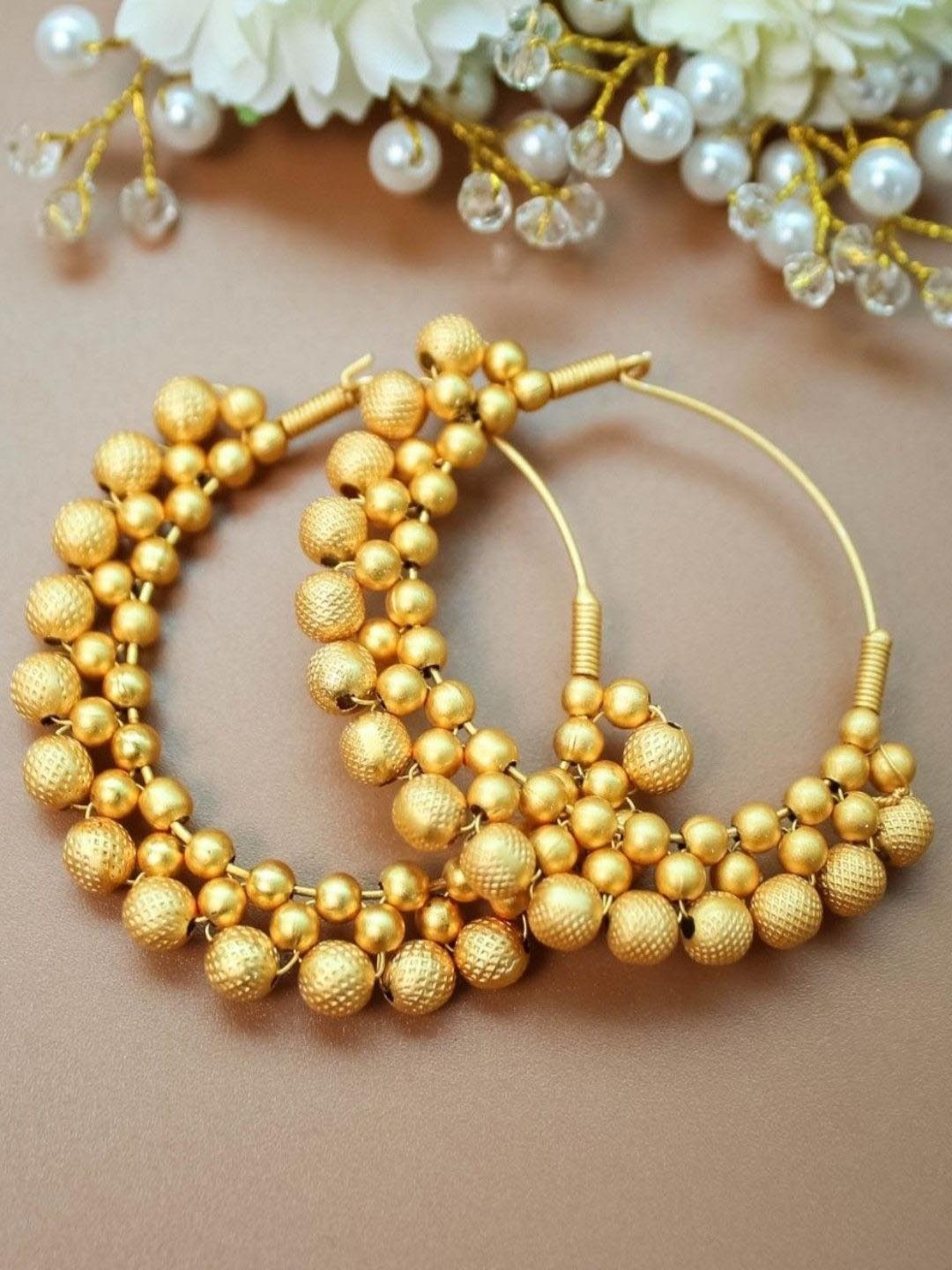 

House of Pataudi Gold Plated Stylish Fancy Causal Wear Hoops Earrings