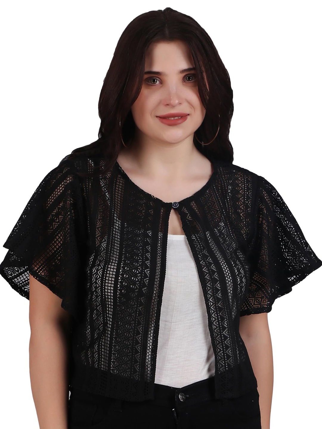 

SZN Women Sheer Shrug, Black