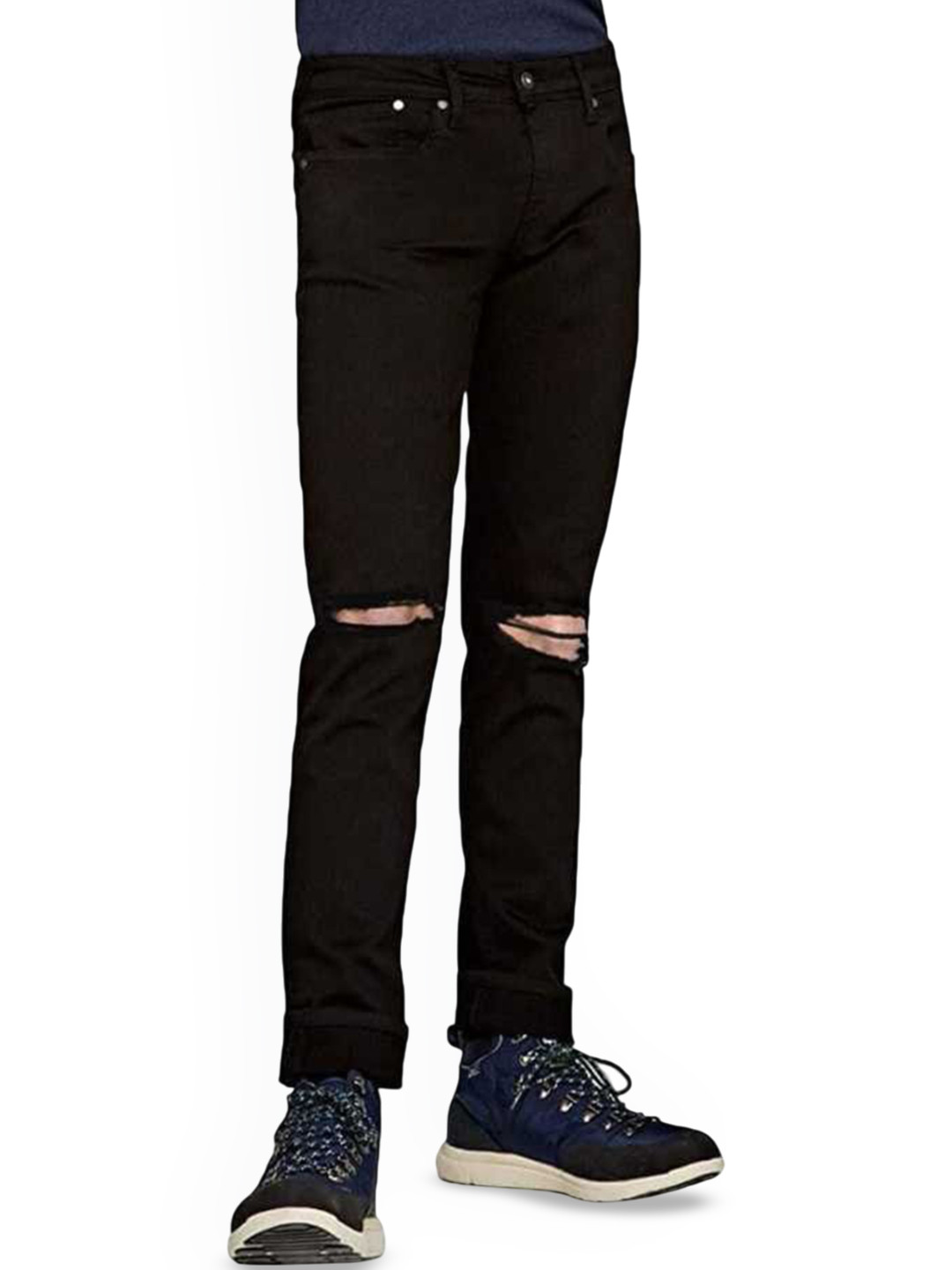 

COMFITS Men Classic Slash Knee Jeans, Black