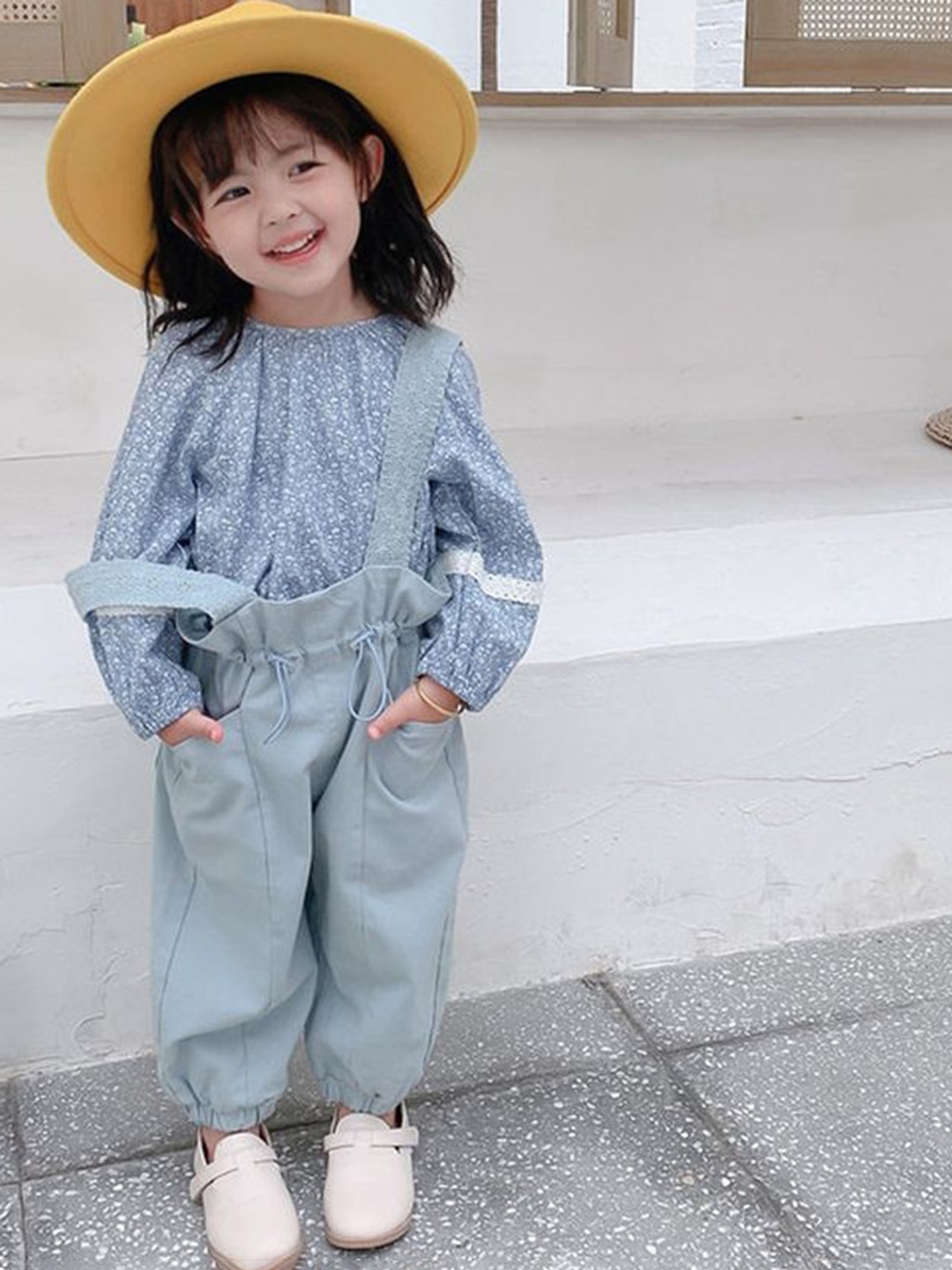

LULU & SKY Girls Ankle-Length Tapered Dungaree, Blue