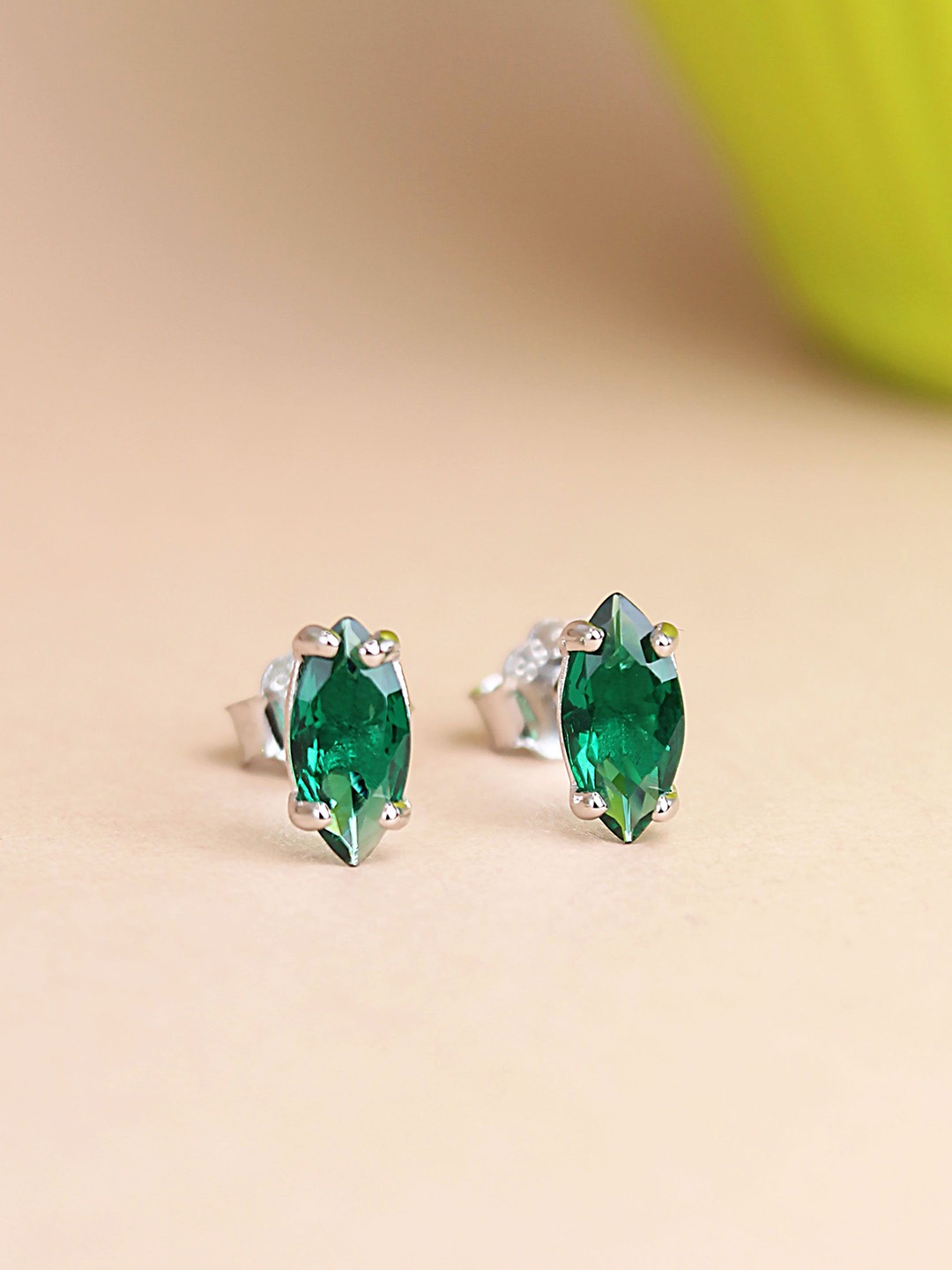 

DEVASHREE Circular Studs Earrings, Green