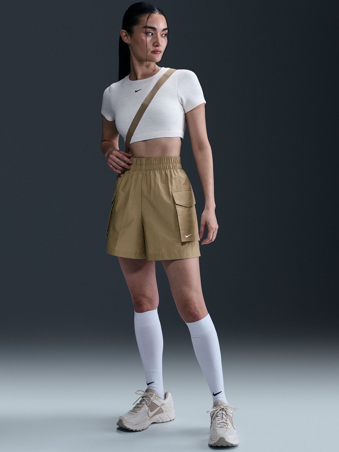 

Nike Sportswear Essential Woven Women's High-Waisted 5" Cargo Shorts, Beige
