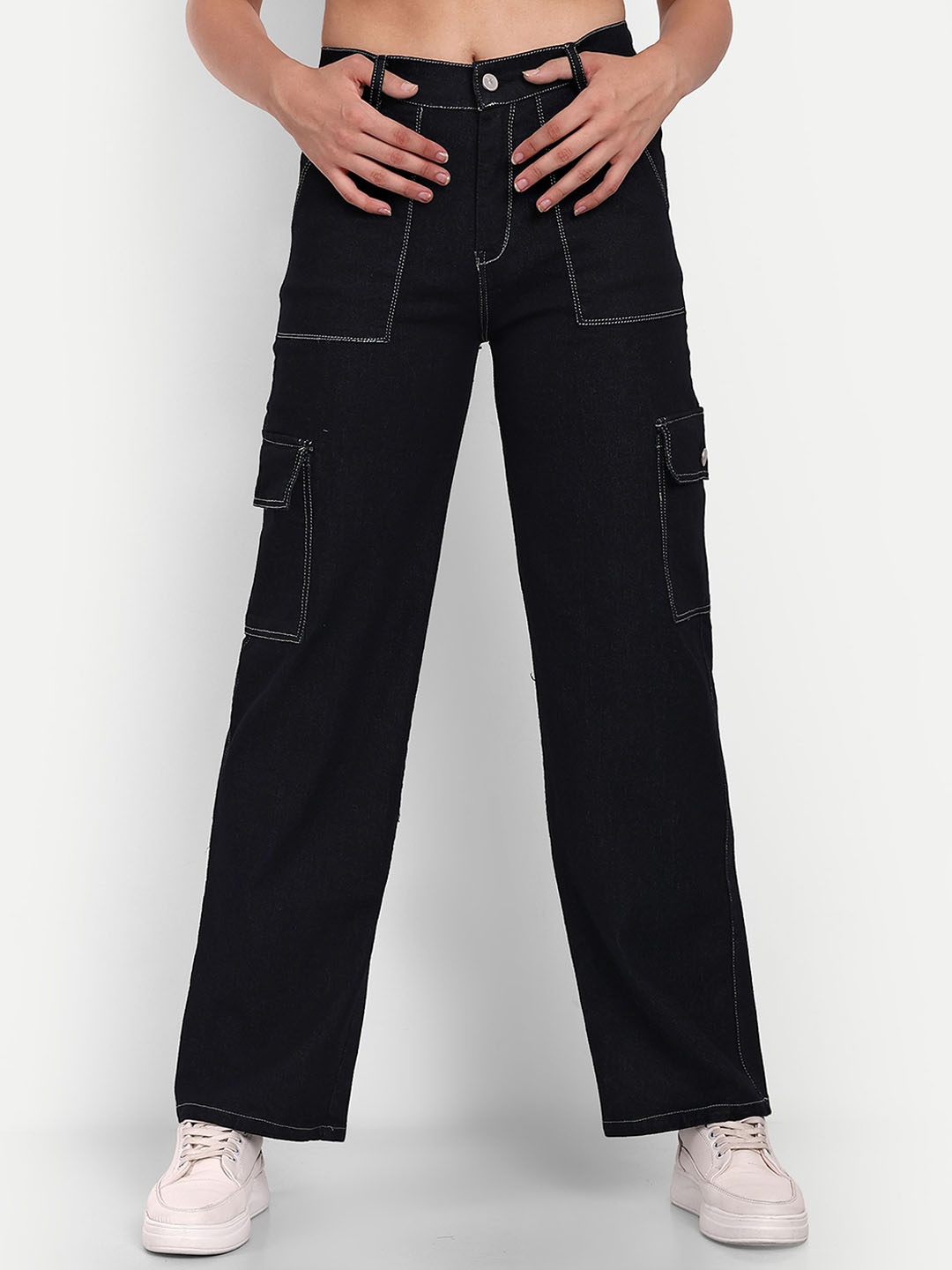 

Next One Women Smart Straight Fit High-Rise Stretchable Jeans, Black