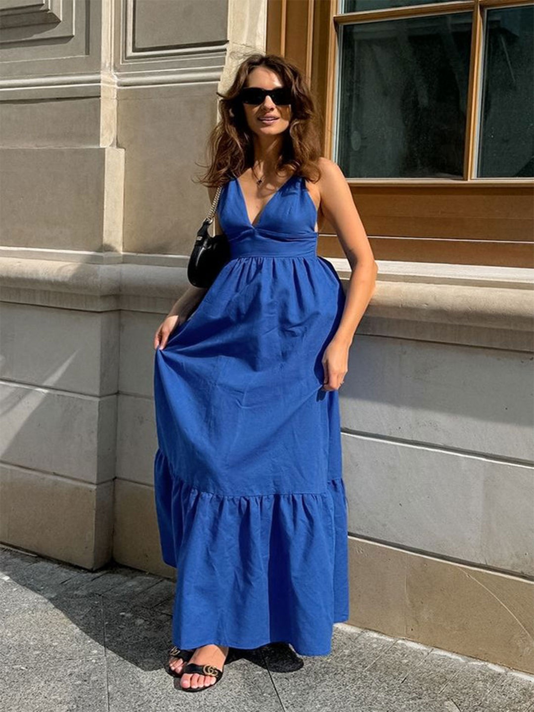 

LULU & SKY Halter Neck Maxi Dress, Blue