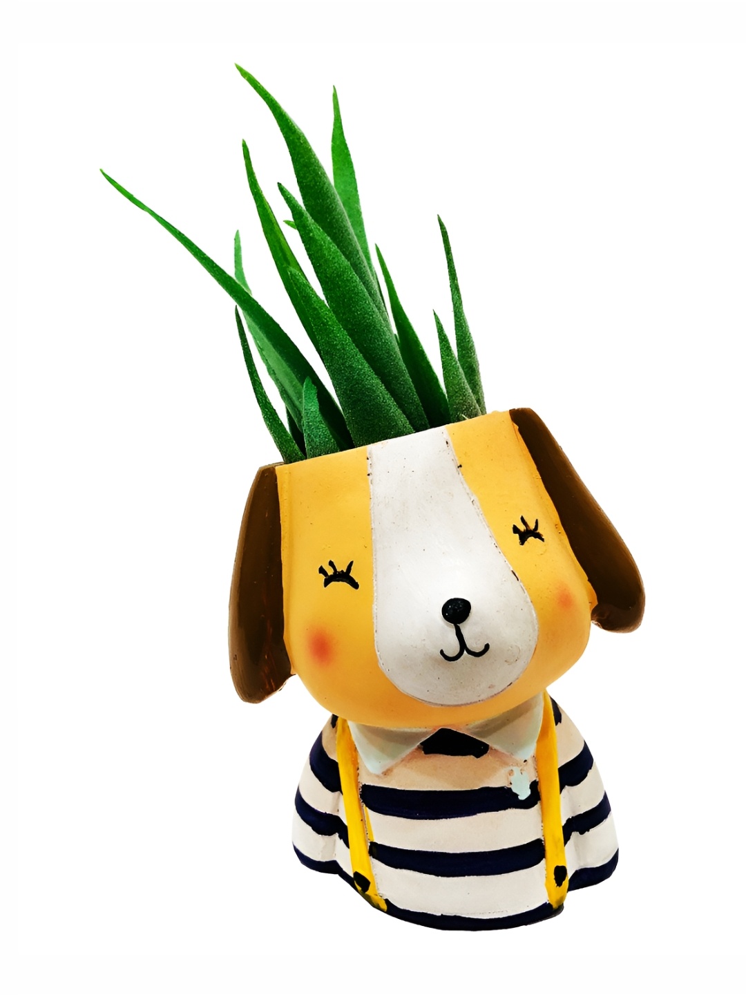

ShopMeFast White & Yellow Printed Dog Boy Face Clay Planters