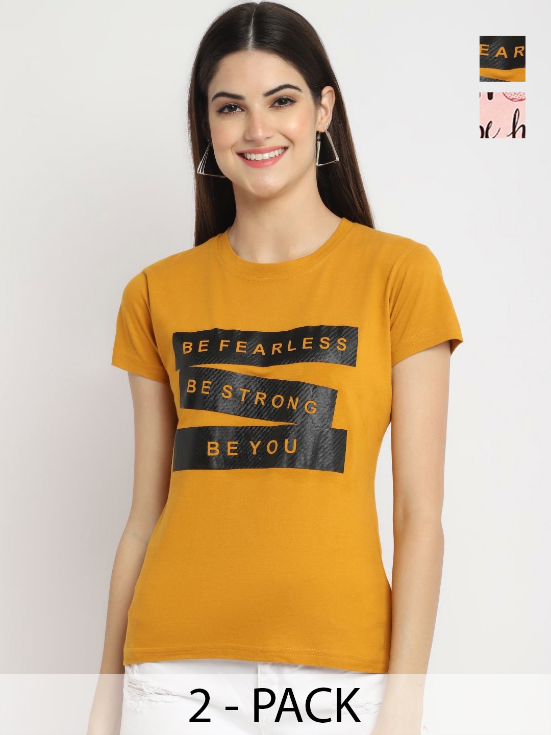 

Dreambe Women Typography Printed T-shirt, Multi