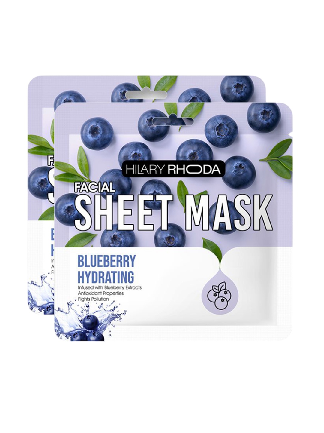 

Hilary Rhoda Set Of 2 Blueberry Hydrating Sheet Mask- 20 g Each, Purple