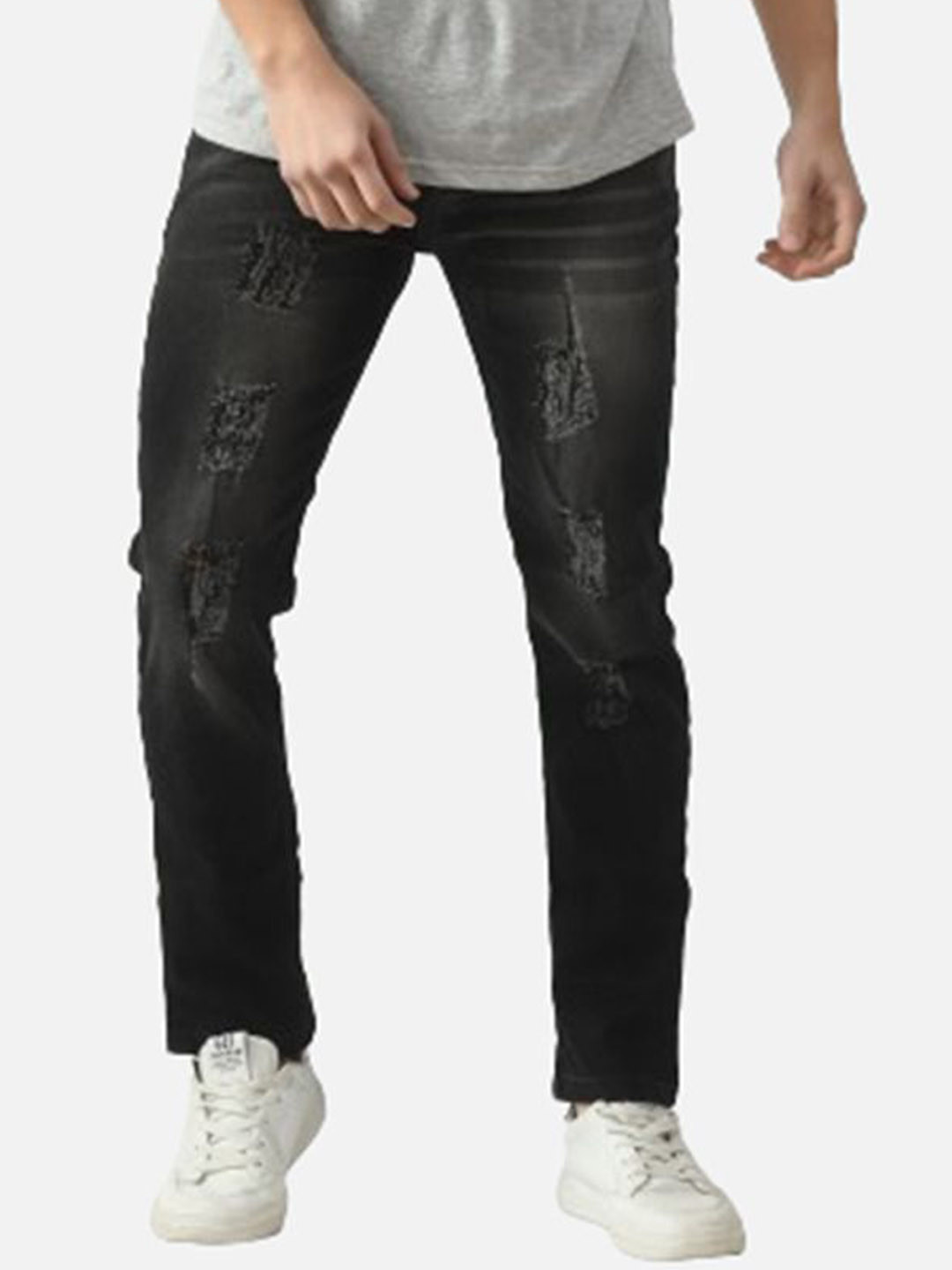 

COMFITS Men Classic Mildly Distressed Stretchable Jeans, Grey