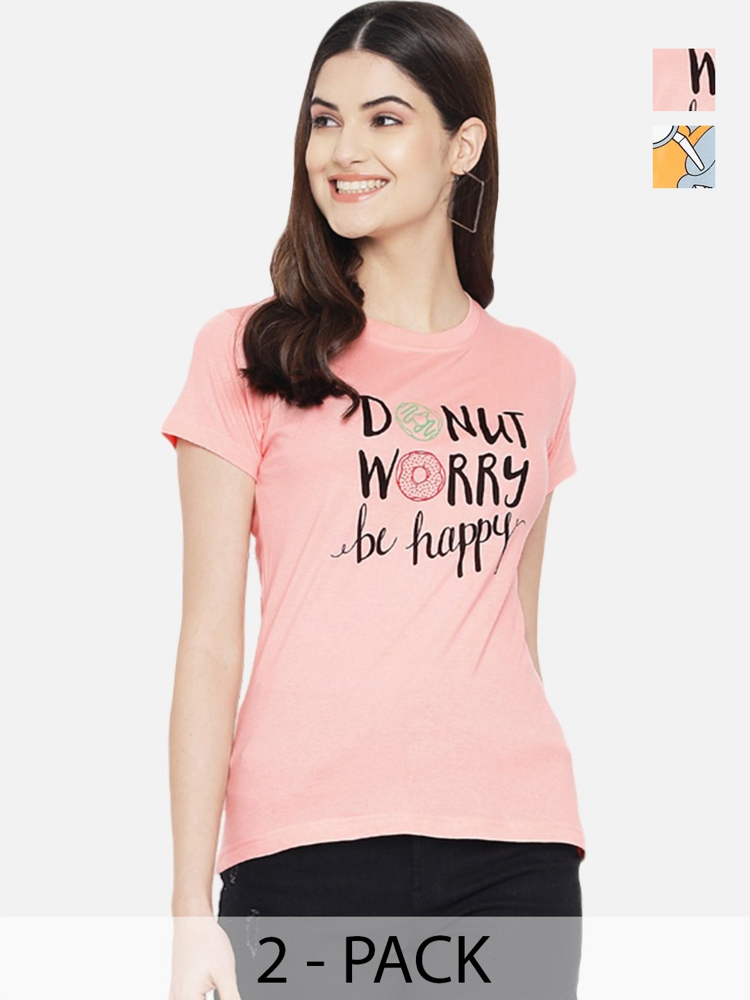 

Dreambe Women Typography Printed T-shirt, Multi