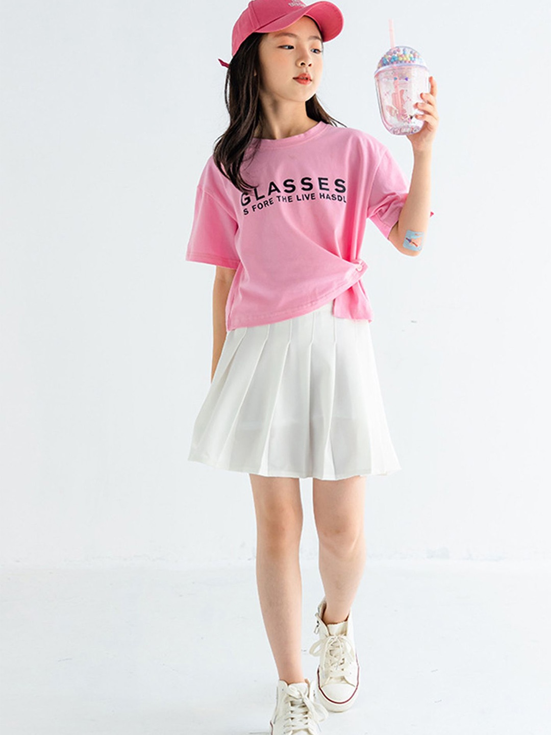 

LULU & SKY Girls Printed T-shirt with Skirt, Pink