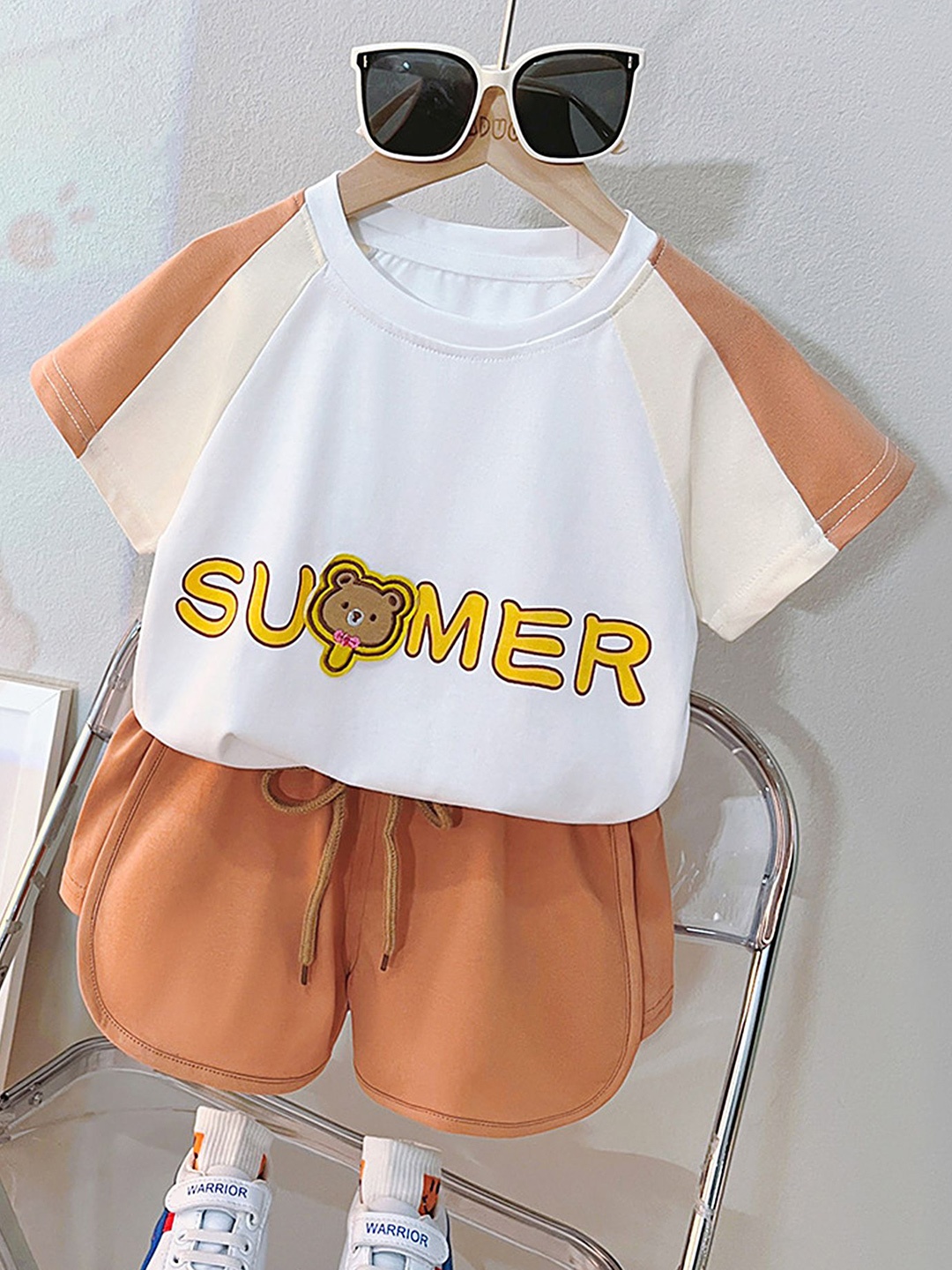 

LULU & SKY Unisex Kids Printed T-shirt with Shorts, Brown