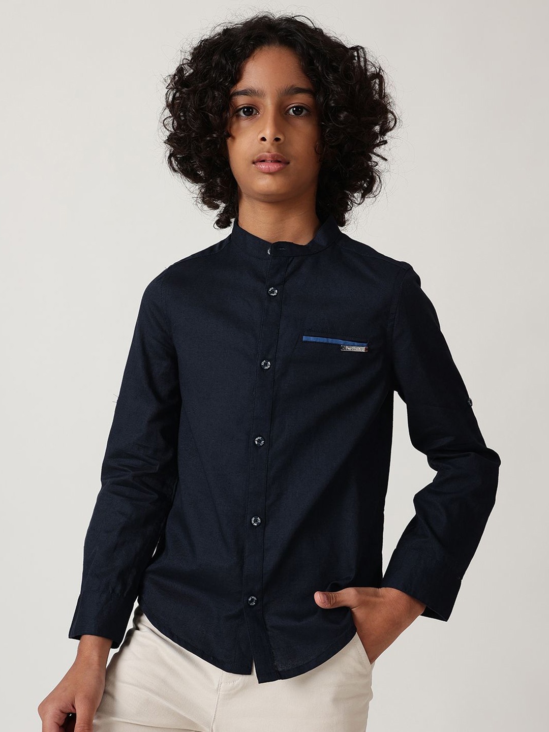 

One Friday Boys Comfort Opaque Casual Shirt, Navy blue
