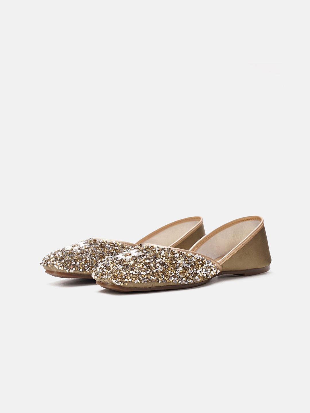 

JM Looks Girls Ethnic Mojaris with Embroidered Flats, Green