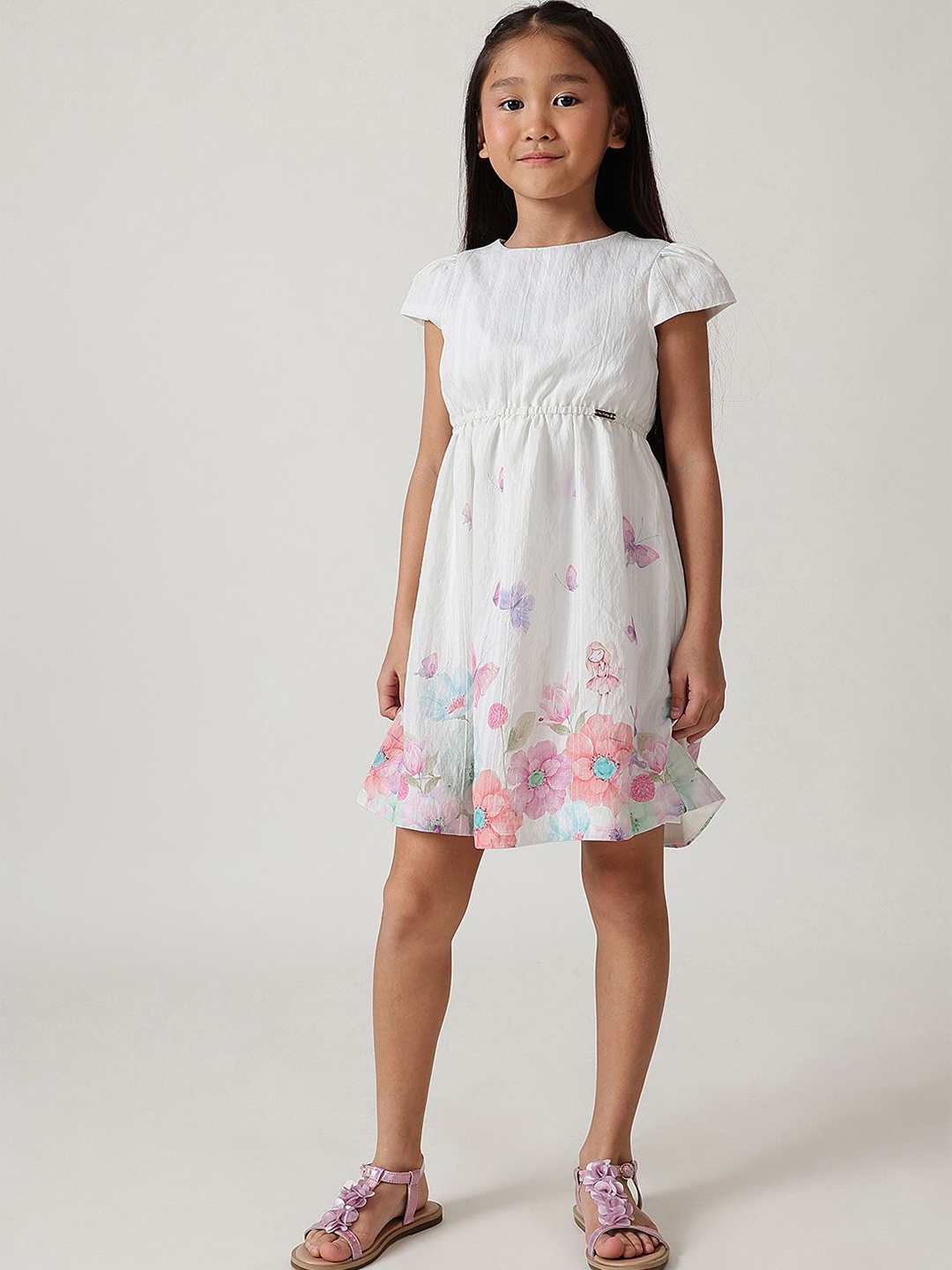 

One Friday Floral Print A-Line Dress, Off white