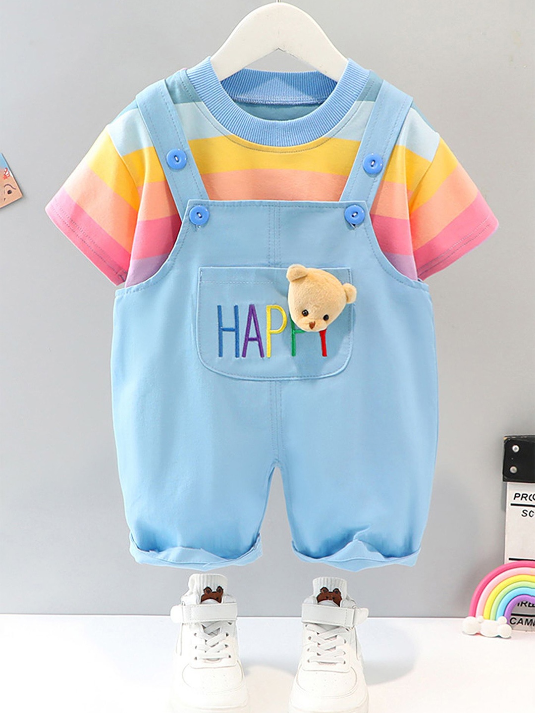 

LULU & SKY Printed T-shirt With Dungaree, Blue