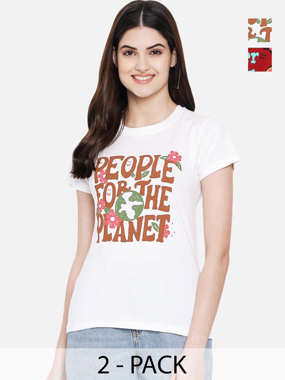 

Dreambe Women Typography Printed T-shirt, Multi