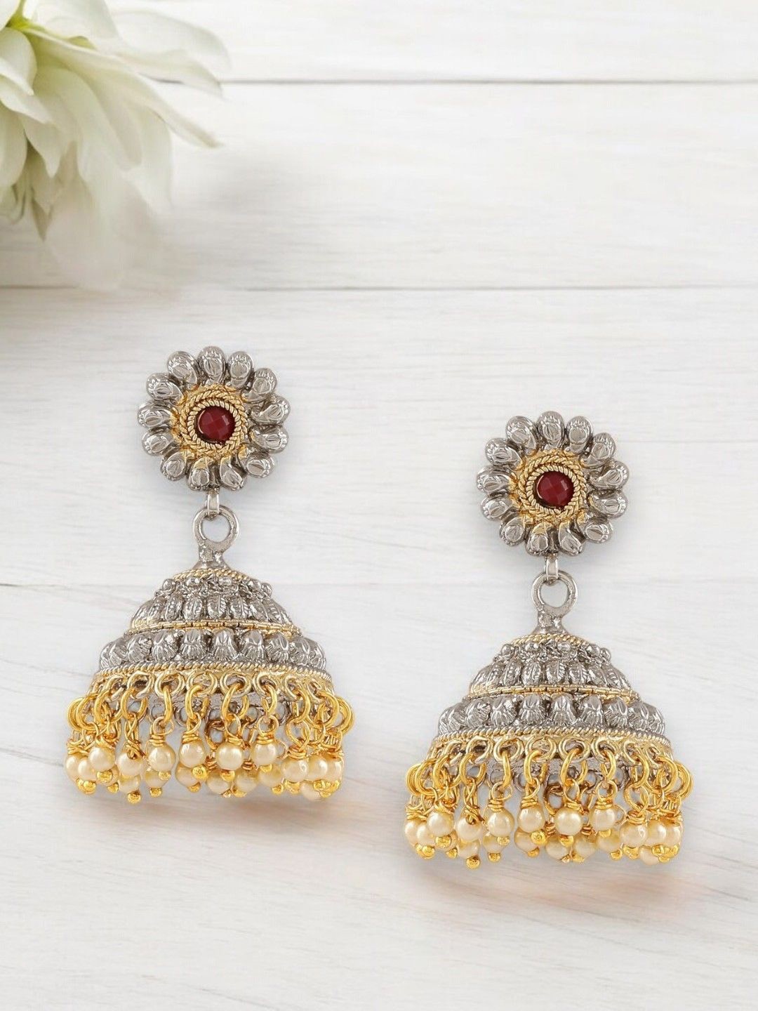 

Anouk Contemporary Jhumkas Earrings, Silver