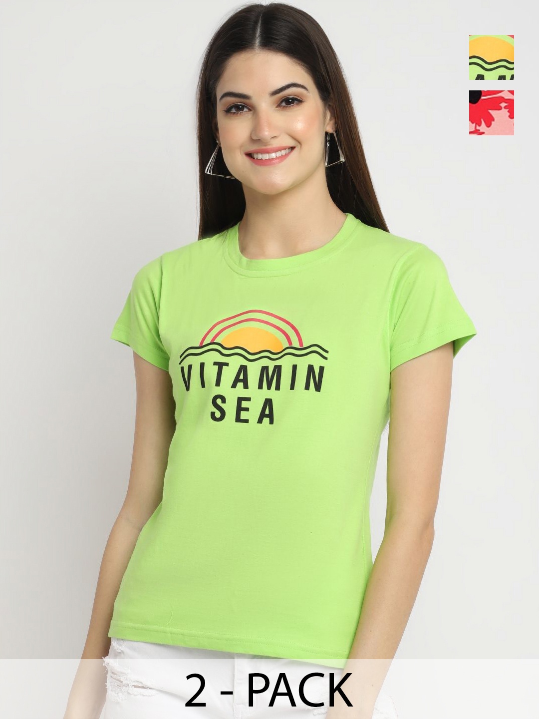 

Dreambe Women Typography Printed T-shirt, Multi