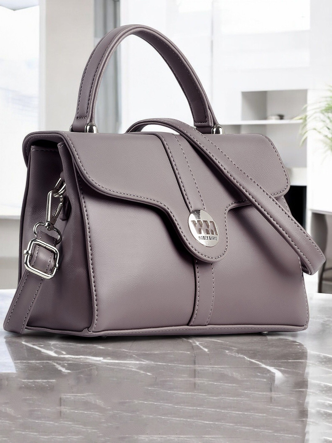

WOMEN MARKS Textured PU Structured Sling Bag, Purple