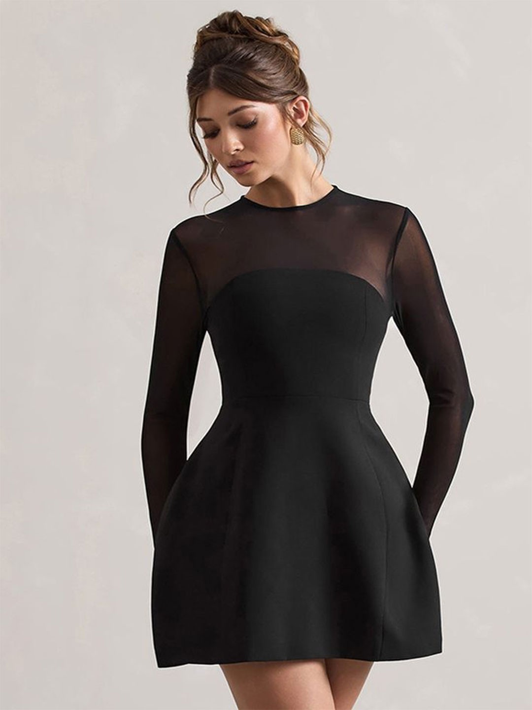 

LULU & SKY Fit & Flare Mini Dress, Black