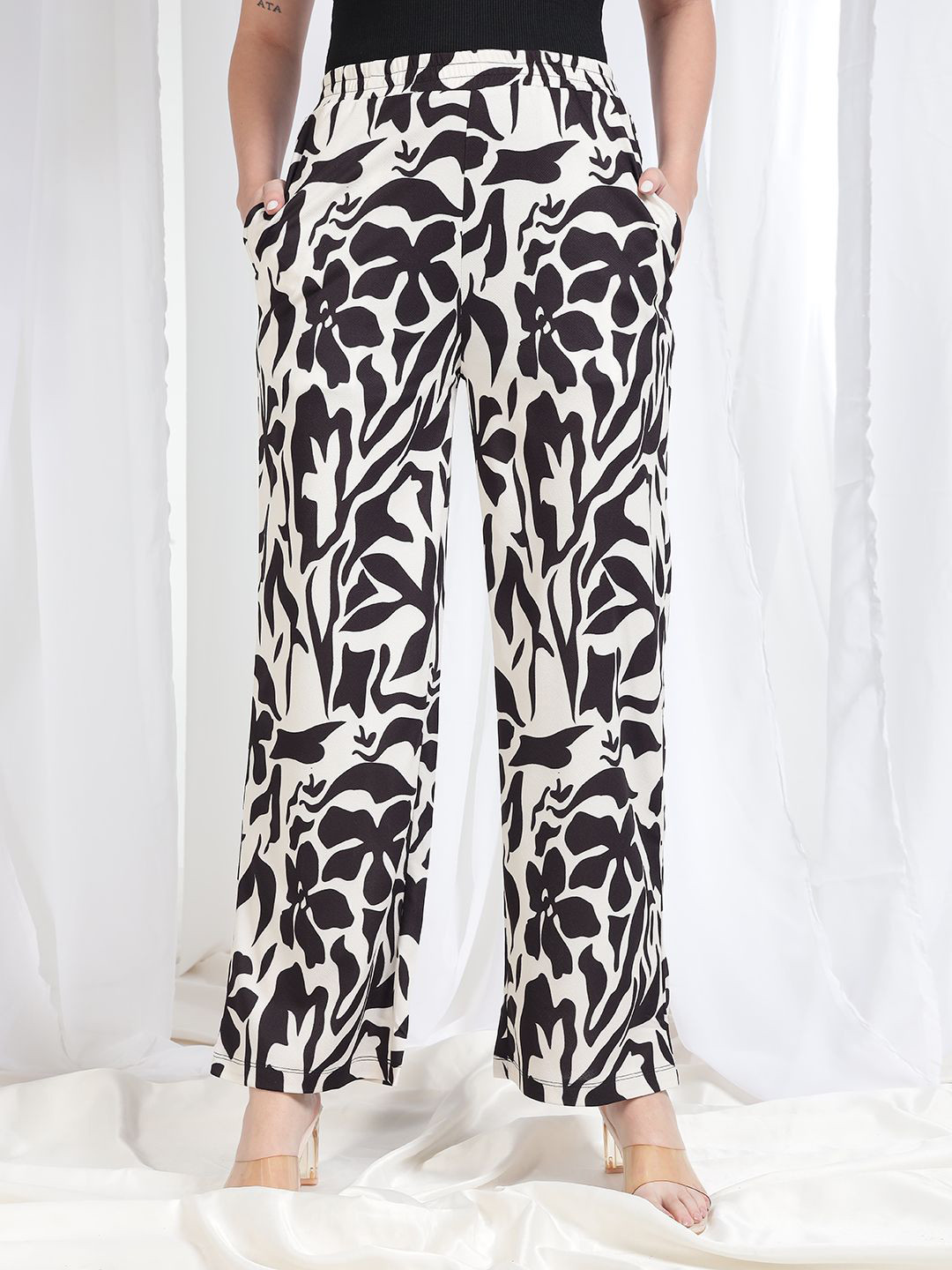 

TANDUL Women Printed Original Loose Fit Trousers, Beige