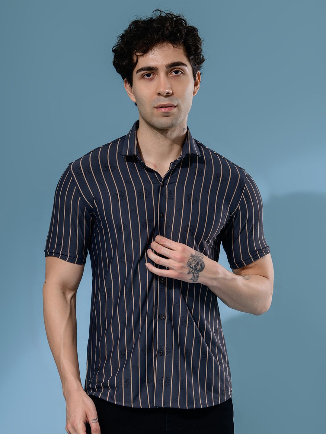 

Albion By CnM Men Comfort Opaque Casual Shirt, Blue