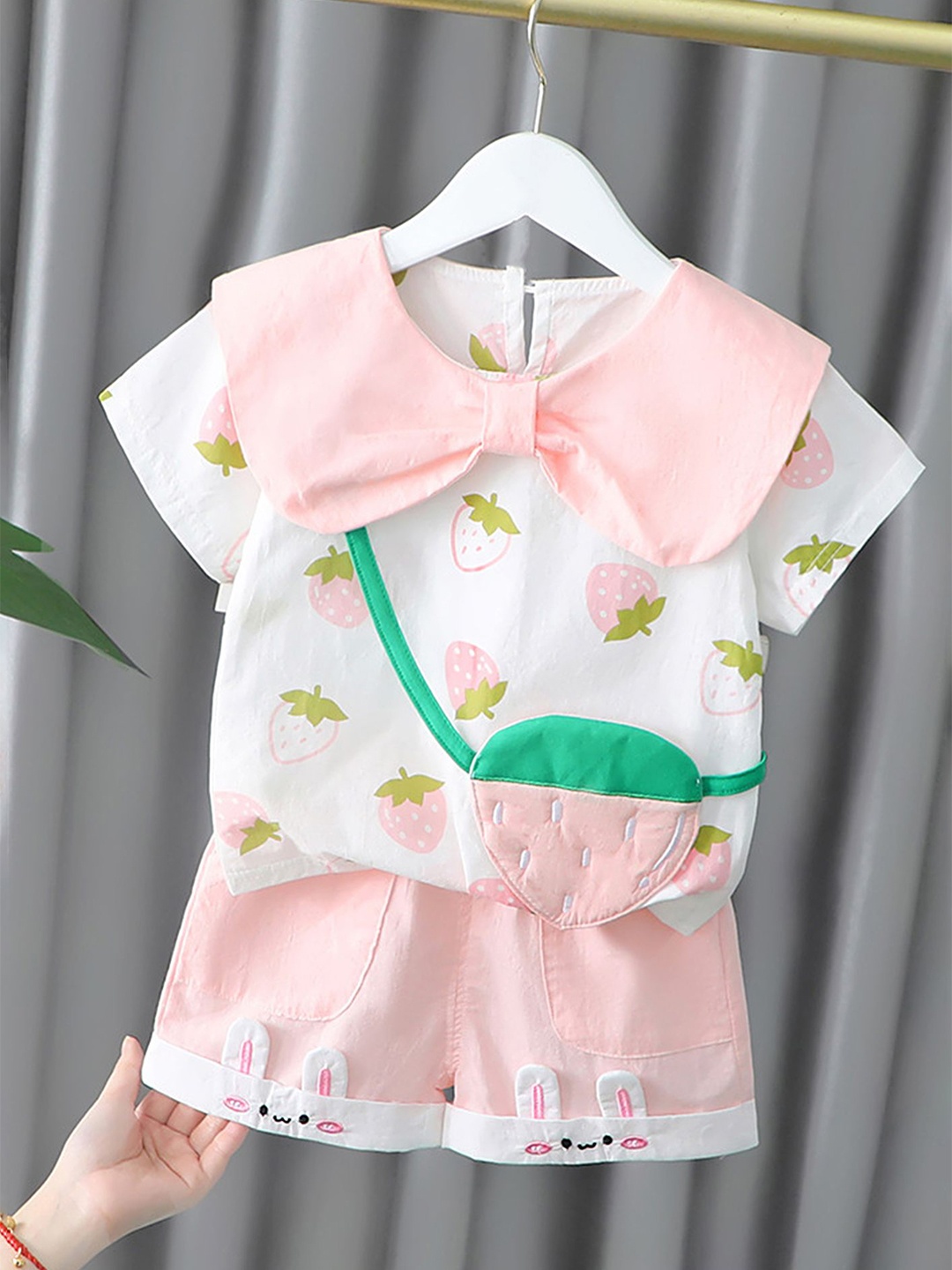 

LULU & SKY Girls Printed Shirt with Shorts, Pink