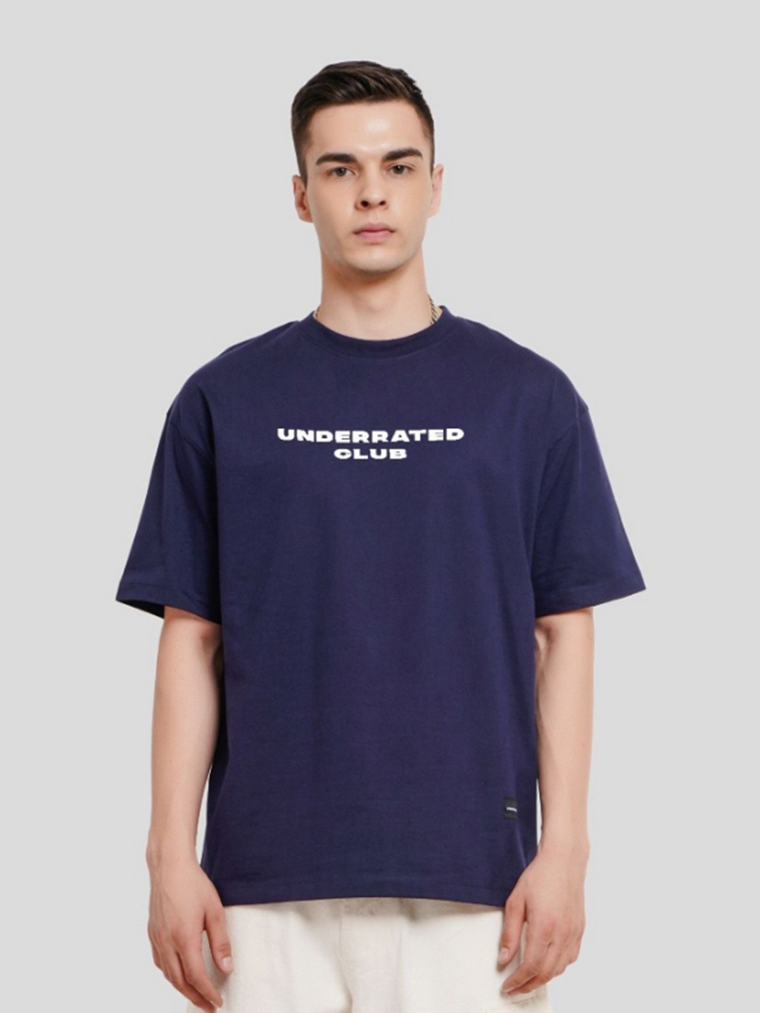 

Underrated Club Men Typography Bio Finish T-shirt, Navy blue