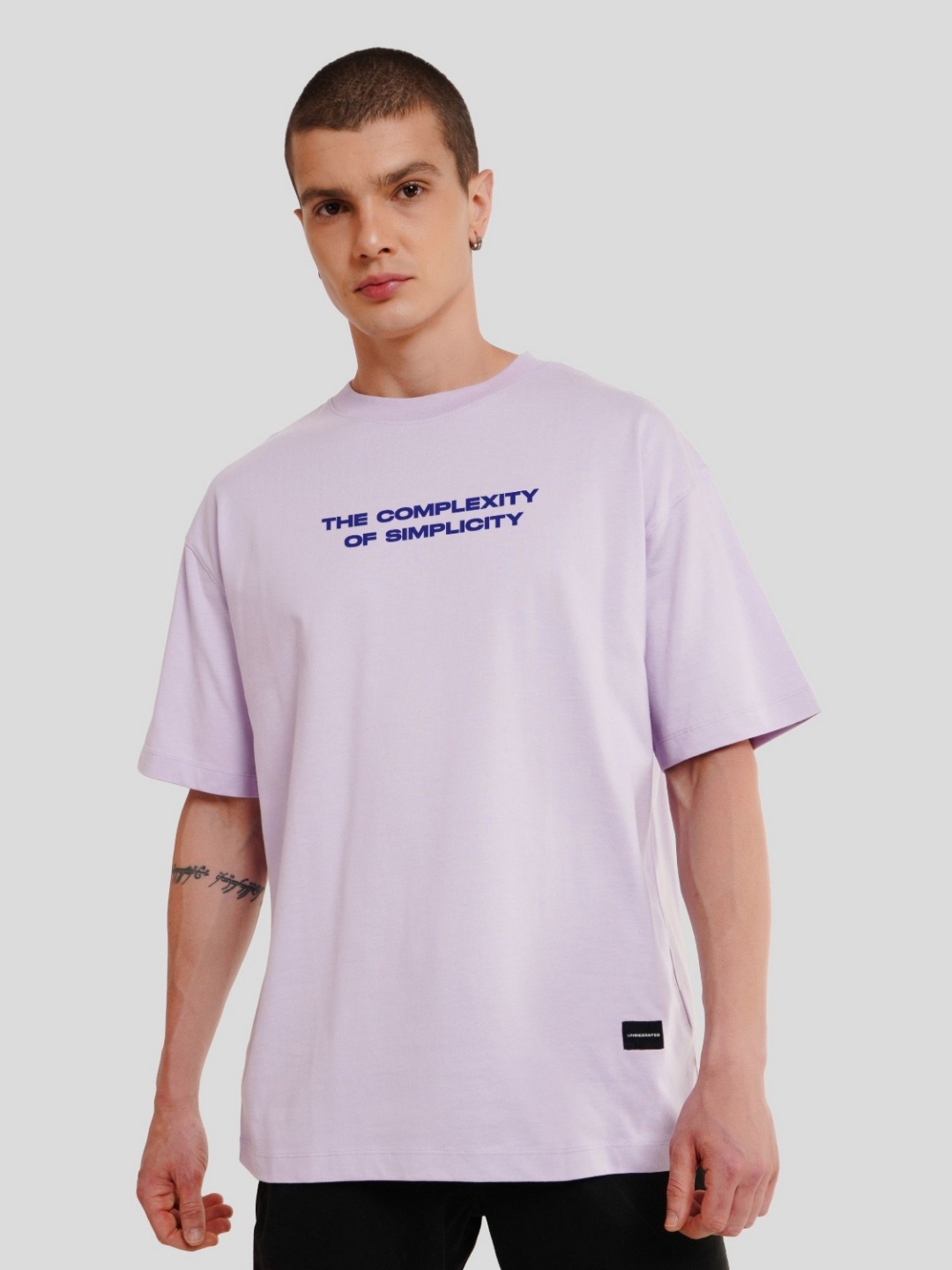 

Underrated Club Men Printed Bio Finish Applique T-shirt, Lavender