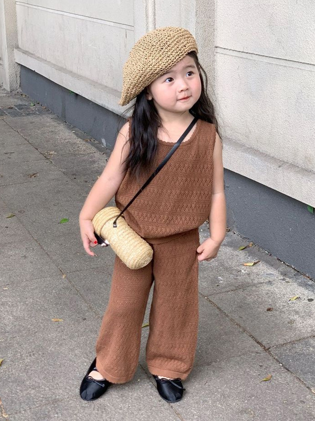 

LULU & SKY Girls Top with Palazzos, Brown