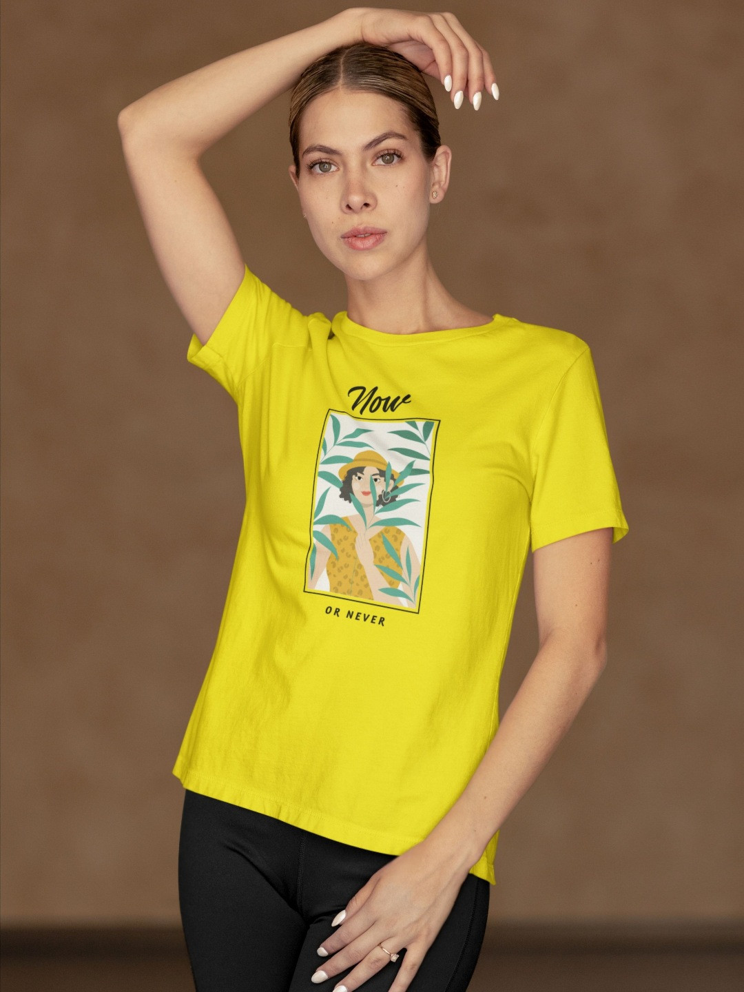 

Moda Rapido Women Typography Cotton Bio Finish Printed T-shirt, Yellow