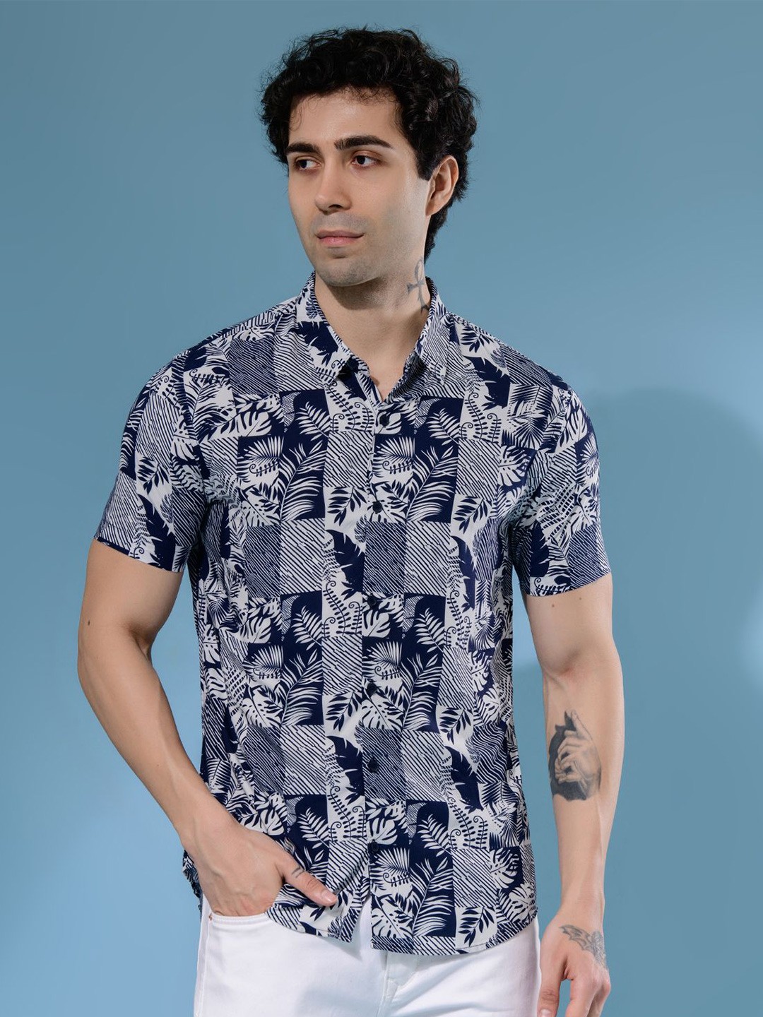 

Albion By CnM Men Comfort Opaque Casual Shirt, Blue