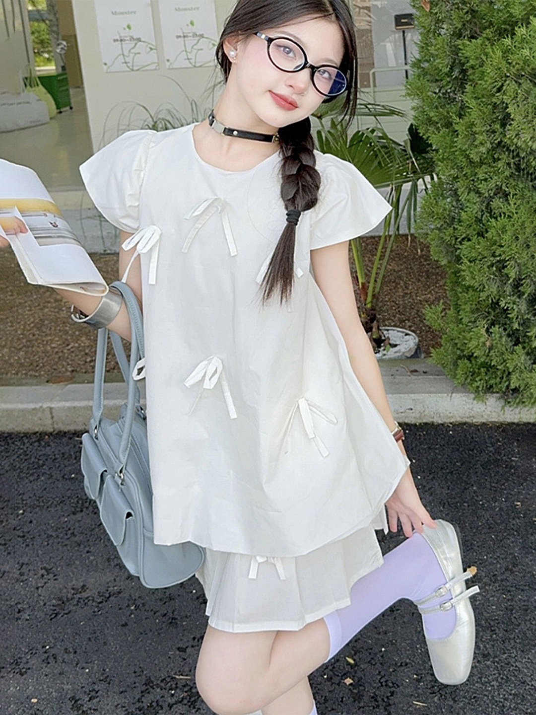 

LULU & SKY Girls Top with Skirt, White
