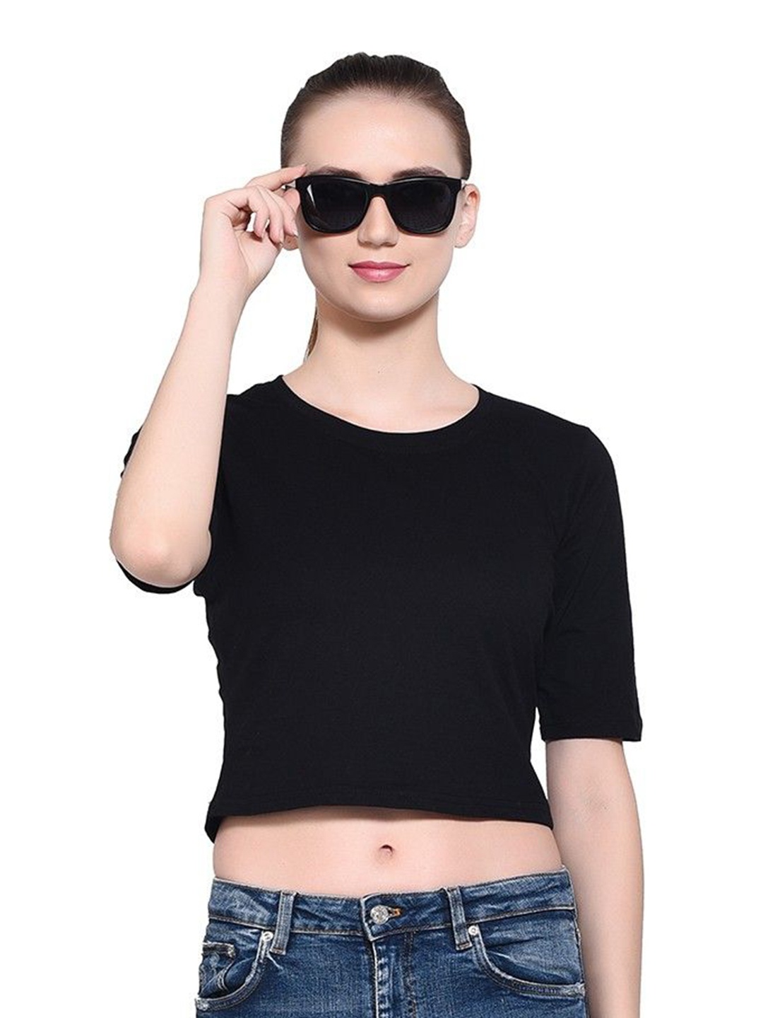

BEYOU FASHION Women Raw Edge Slim Fit T-shirt, Black