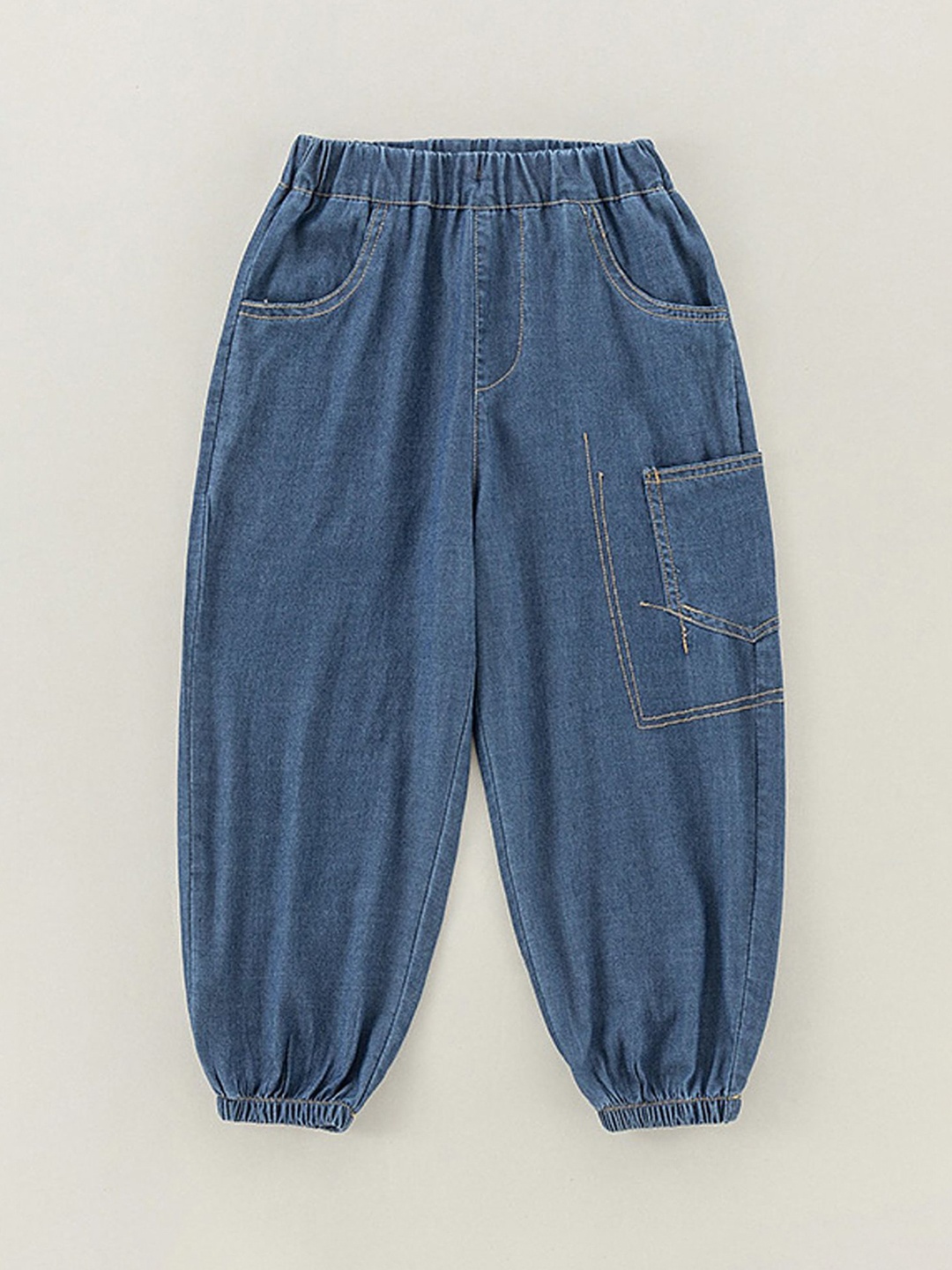 

LULU & SKY Unisex Kids Tapered Fit High-Rise Low Distress Jeans, Navy blue