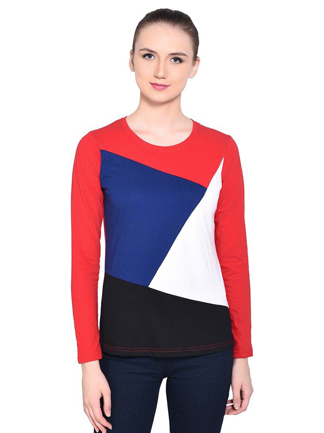 

BEYOU FASHION Women Colourblocked Pockets Slim Fit T-shirt, Multi