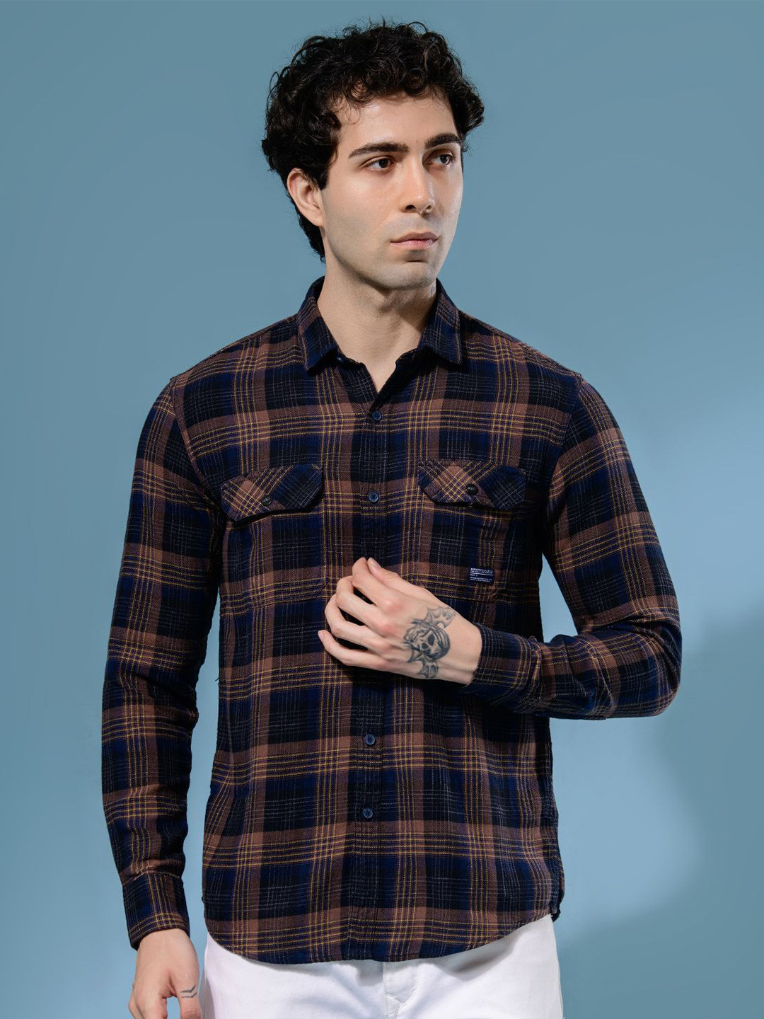 

Albion By CnM Men Comfort Opaque Casual Shirt, Brown