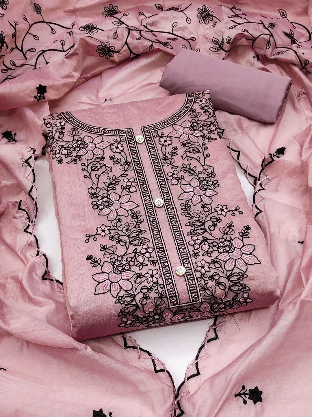 

SHADOW & SAINING Embroidered Unstitched Dress Material, Purple