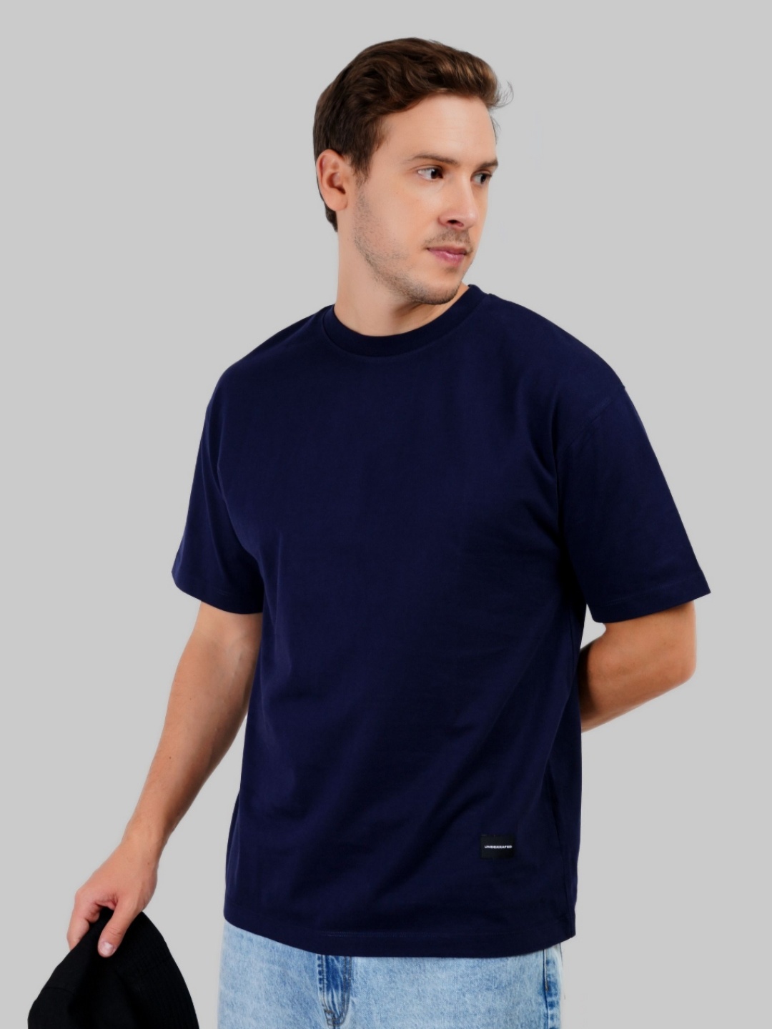 

Underrated Club Men Floral Printed Bio Finish Applique T-shirt, Navy blue