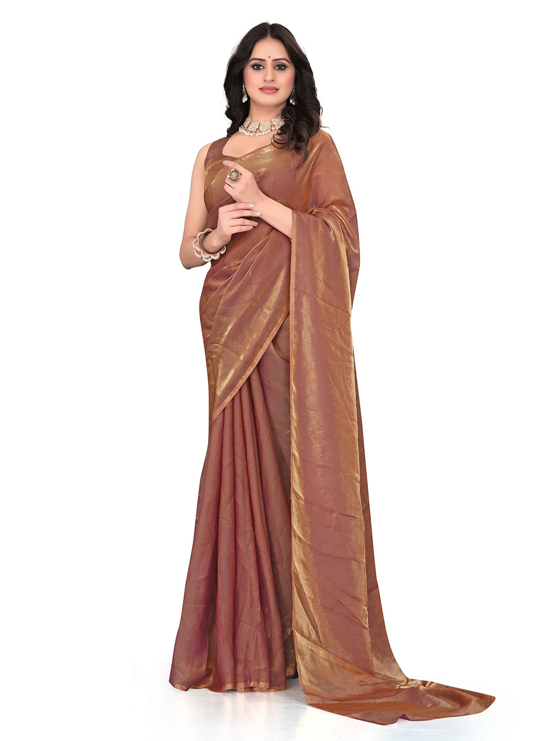 

Avirat Designer Studio Satin Saree, Brown