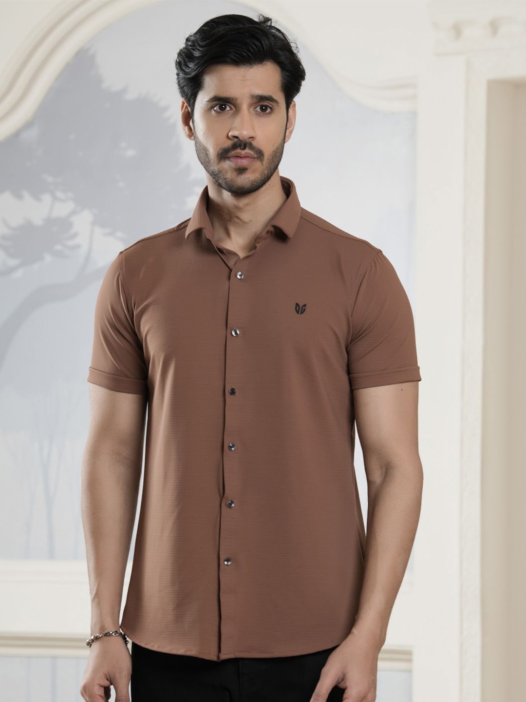 

Albion By CnM Men Comfort Opaque Casual Shirt, Brown