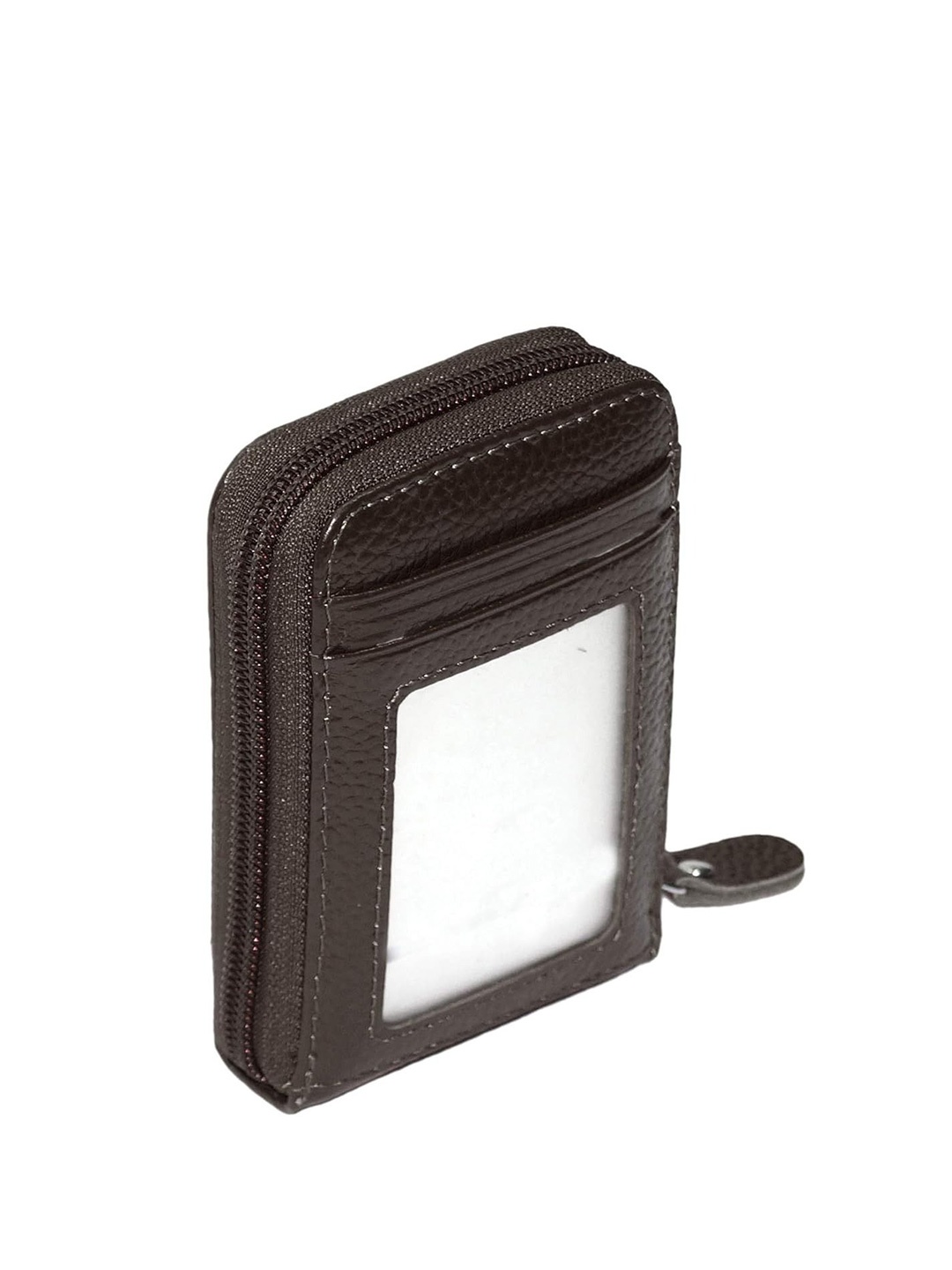

WATCHSTAR Men Zip Detail Leather Card Holder, Black