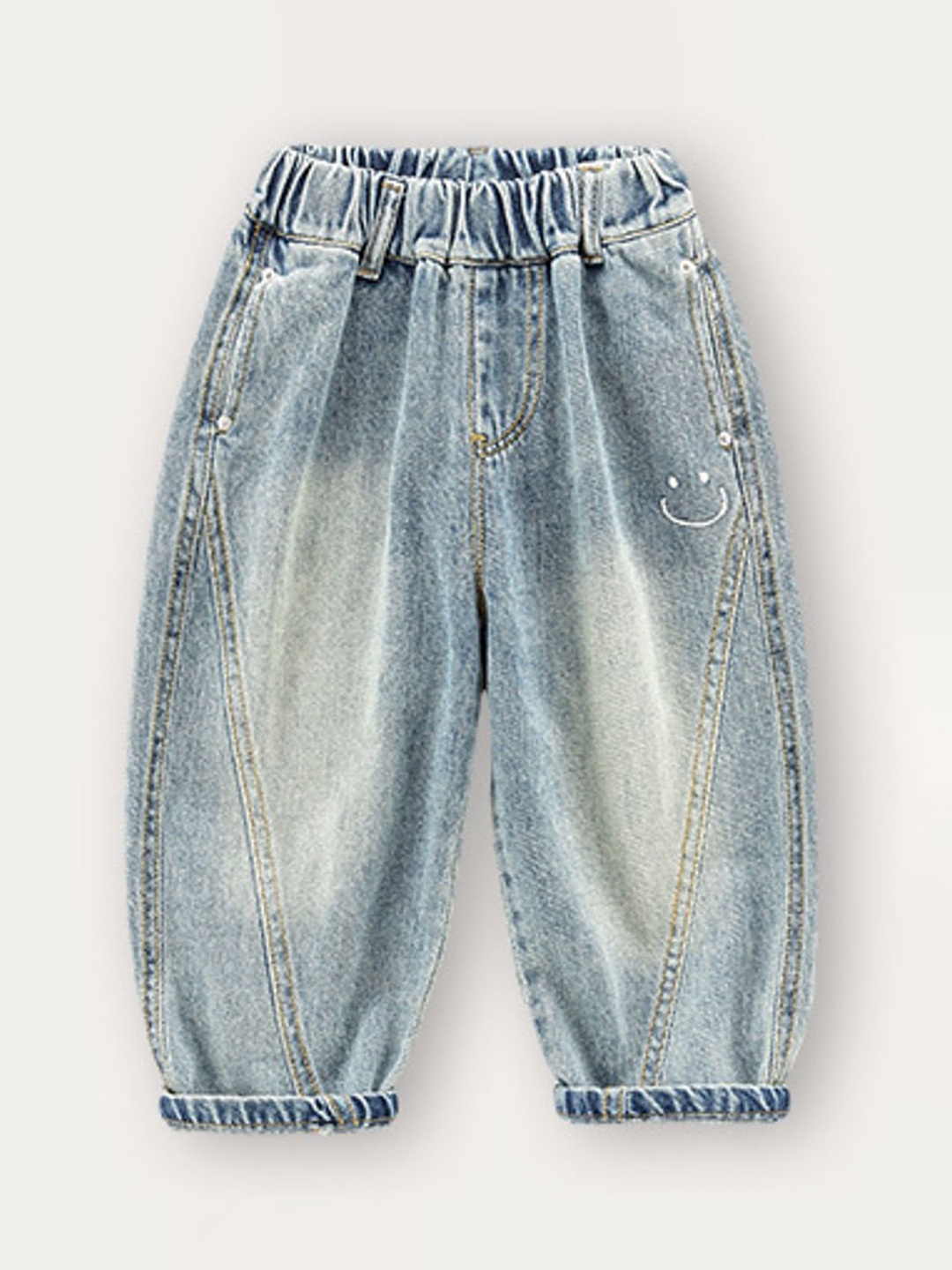 

LULU & SKY Unisex Kids High-Rise Low Distress Heavy Fade Jeans, Blue
