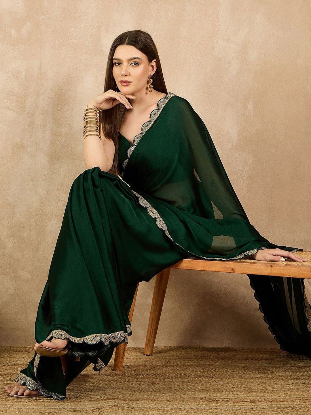 

Ekasya Satin Saree, Green