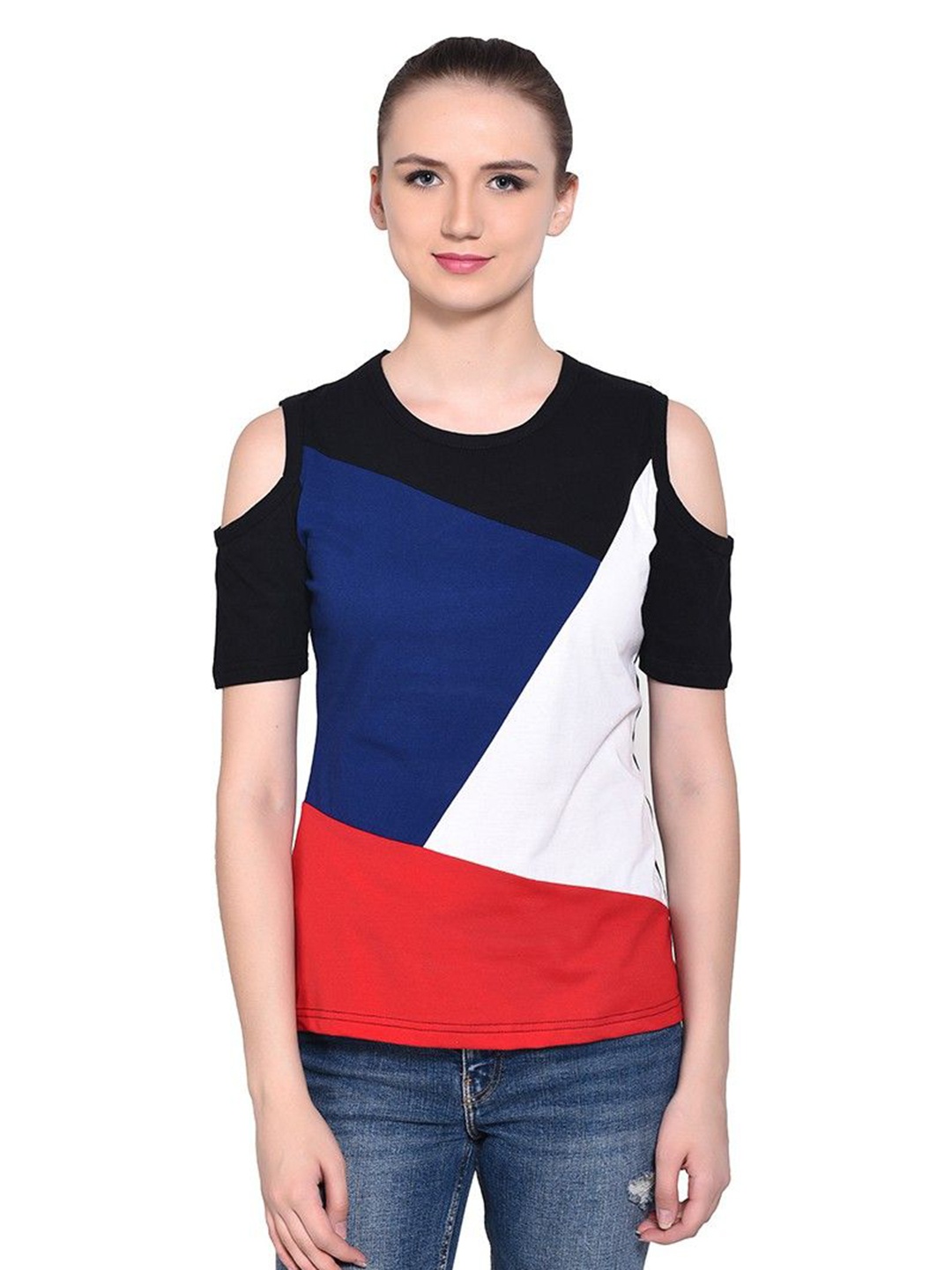

BEYOU FASHION Women Colourblocked Applique Slim Fit T-shirt, Multi
