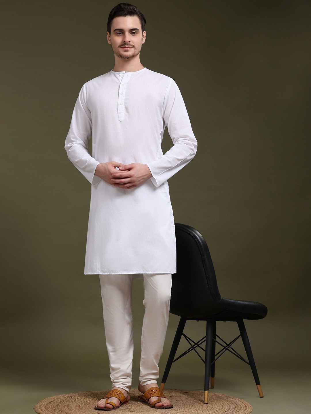 

SKAVIJ Men Regular Pure Cotton Kurta with Pyjamas, White