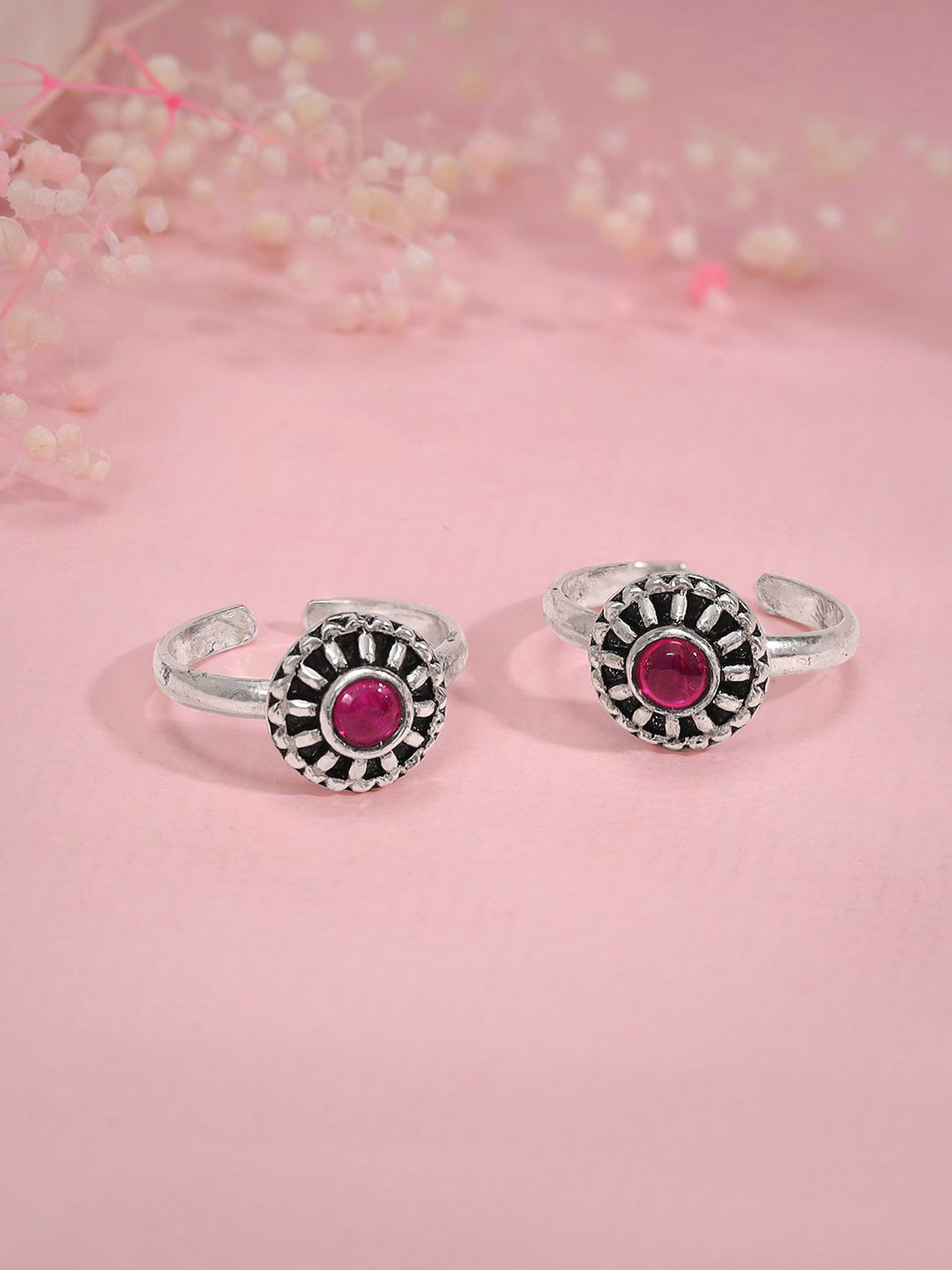 

GIVA Rhodium-Plated Oxidised Toe Rings, Silver