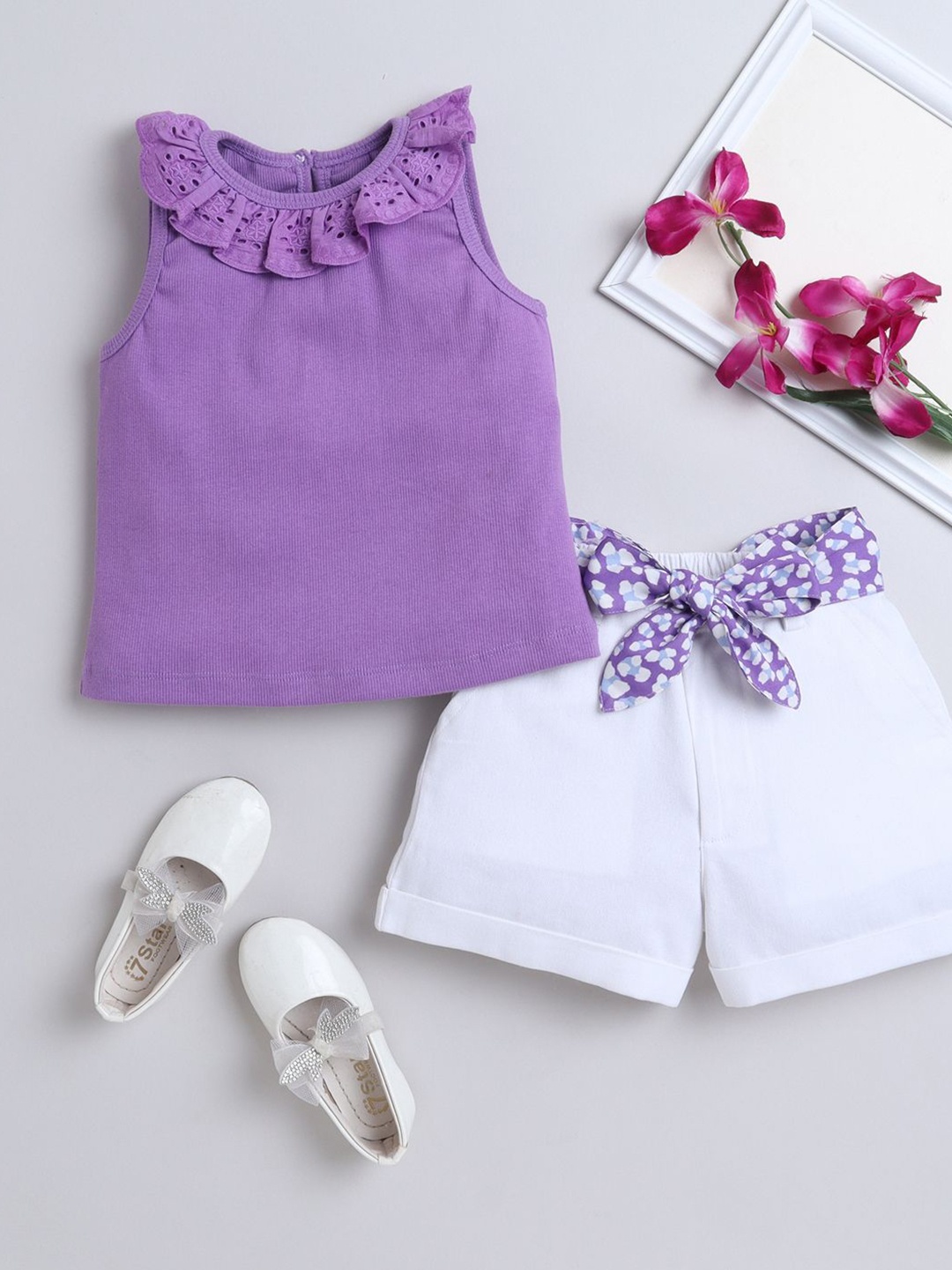 

AWW HUNNIE Girls Top with Shorts, Mauve