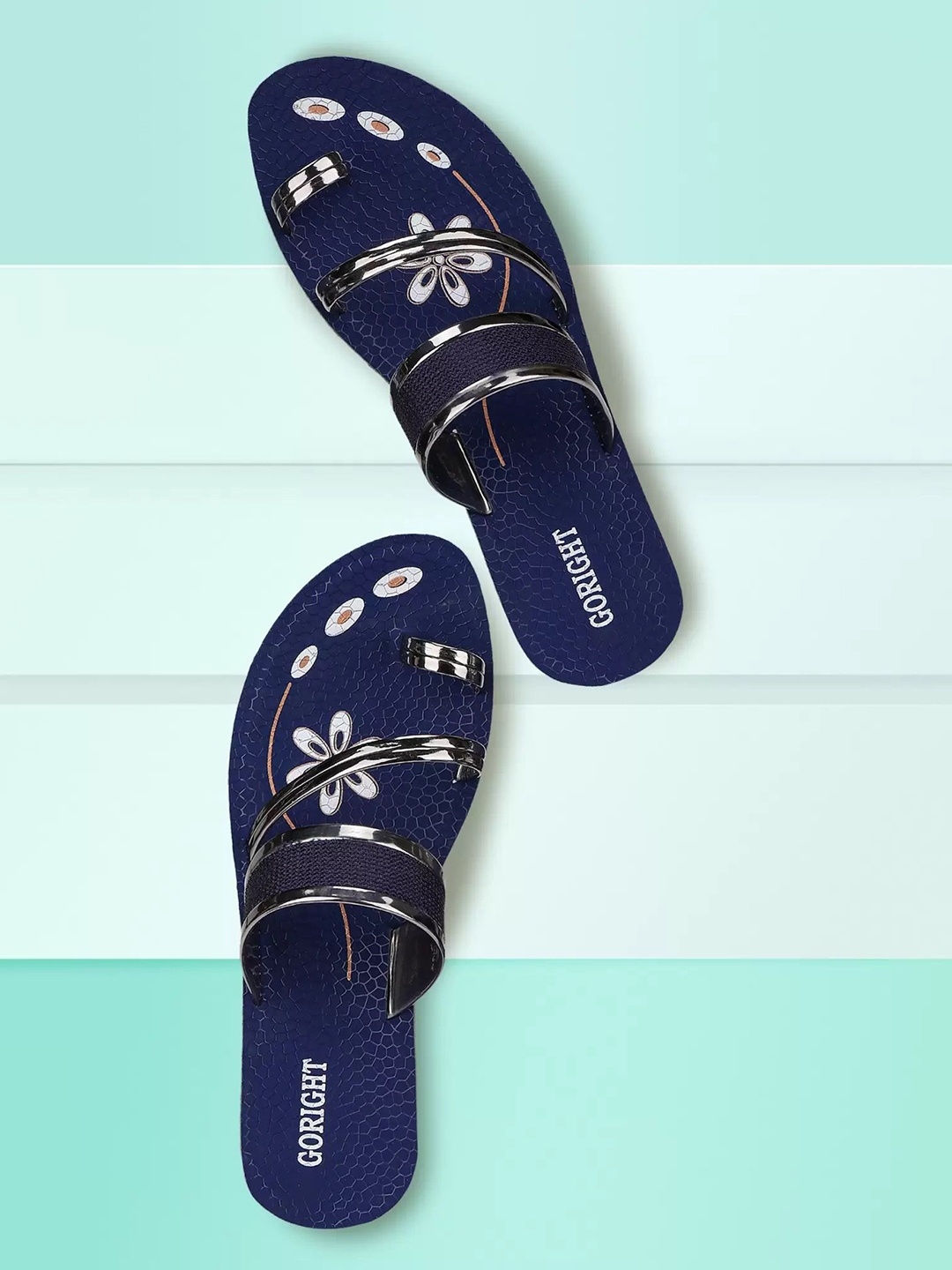 

PENNEN Women Open Toe Flats, Blue