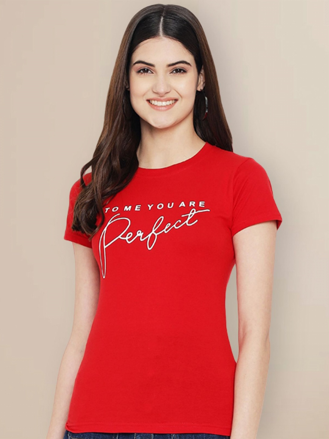 

GLOBAL NOMAD Women Typography Printed T-shirt, Red
